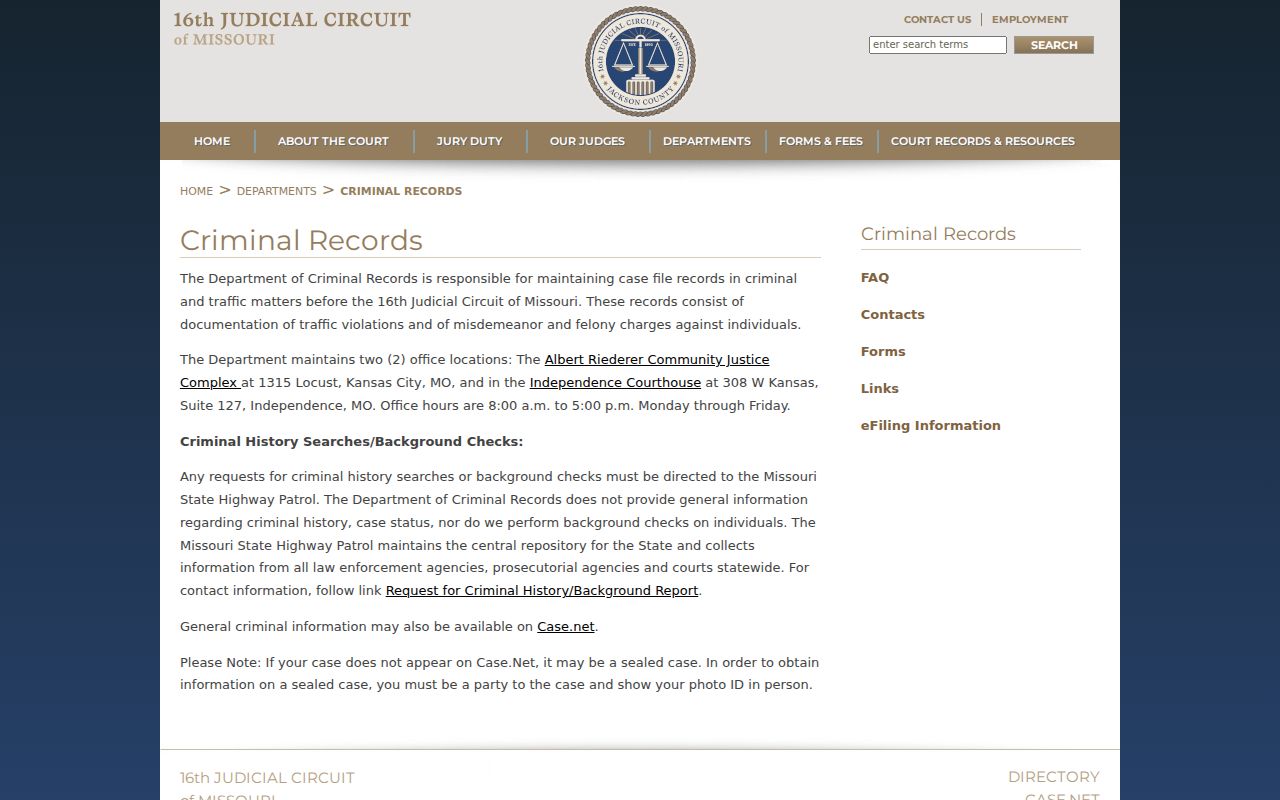 Missouri court case lookup through a circuit clerk records office