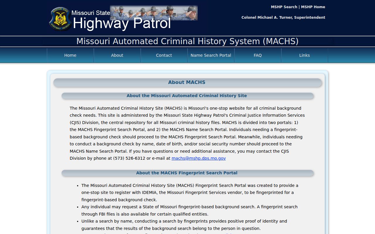 Missouri MSHP CJIS fingerprint and name check comparison