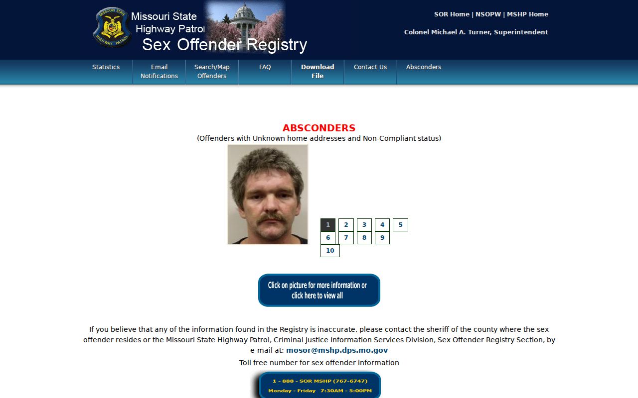 Missouri sex offender registry results and profile layout
